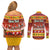 Custom Lithuania Christmas Couples Matching Off Shoulder Short Dress and Long Sleeve Button Shirt Lietuva Santa Claus With Reindeer - Wonder Print Shop