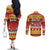 custom-lithuania-christmas-couples-matching-off-the-shoulder-long-sleeve-dress-and-long-sleeve-button-shirt-lietuva-santa-claus-with-reindeer