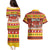 Custom Lithuania Christmas Couples Matching Puletasi Dress and Hawaiian Shirt Lietuva Santa Claus With Reindeer - Wonder Print Shop