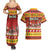 Custom Lithuania Christmas Couples Matching Summer Maxi Dress and Hawaiian Shirt Lietuva Santa Claus With Reindeer - Wonder Print Shop