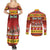 Custom Lithuania Christmas Couples Matching Summer Maxi Dress and Long Sleeve Button Shirt Lietuva Santa Claus With Reindeer - Wonder Print Shop