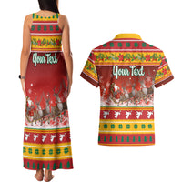 Custom Lithuania Christmas Couples Matching Tank Maxi Dress and Hawaiian Shirt Lietuva Santa Claus With Reindeer - Wonder Print Shop