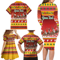 Custom Lithuania Christmas Family Matching Long Sleeve Bodycon Dress and Hawaiian Shirt Lietuva Santa Claus With Reindeer - Wonder Print Shop