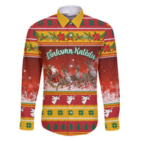 Custom Lithuania Christmas Family Matching Long Sleeve Bodycon Dress and Hawaiian Shirt Lietuva Santa Claus With Reindeer - Wonder Print Shop