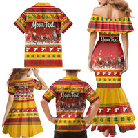 Custom Lithuania Christmas Family Matching Mermaid Dress and Hawaiian Shirt Lietuva Santa Claus With Reindeer - Wonder Print Shop