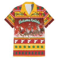 Custom Lithuania Christmas Family Matching Mermaid Dress and Hawaiian Shirt Lietuva Santa Claus With Reindeer - Wonder Print Shop