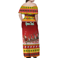 Custom Lithuania Christmas Family Matching Off Shoulder Maxi Dress and Hawaiian Shirt Lietuva Santa Claus With Reindeer - Wonder Print Shop
