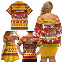 Custom Lithuania Christmas Family Matching Off Shoulder Short Dress and Hawaiian Shirt Lietuva Santa Claus With Reindeer - Wonder Print Shop