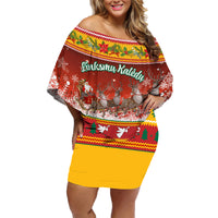Custom Lithuania Christmas Family Matching Off Shoulder Short Dress and Hawaiian Shirt Lietuva Santa Claus With Reindeer - Wonder Print Shop