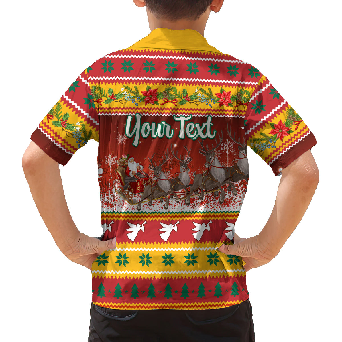 Custom Lithuania Christmas Family Matching Puletasi Dress and Hawaiian Shirt Lietuva Santa Claus With Reindeer - Wonder Print Shop