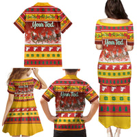 Custom Lithuania Christmas Family Matching Puletasi Dress and Hawaiian Shirt Lietuva Santa Claus With Reindeer - Wonder Print Shop