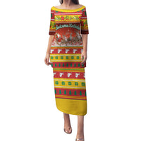 Custom Lithuania Christmas Family Matching Puletasi Dress and Hawaiian Shirt Lietuva Santa Claus With Reindeer - Wonder Print Shop