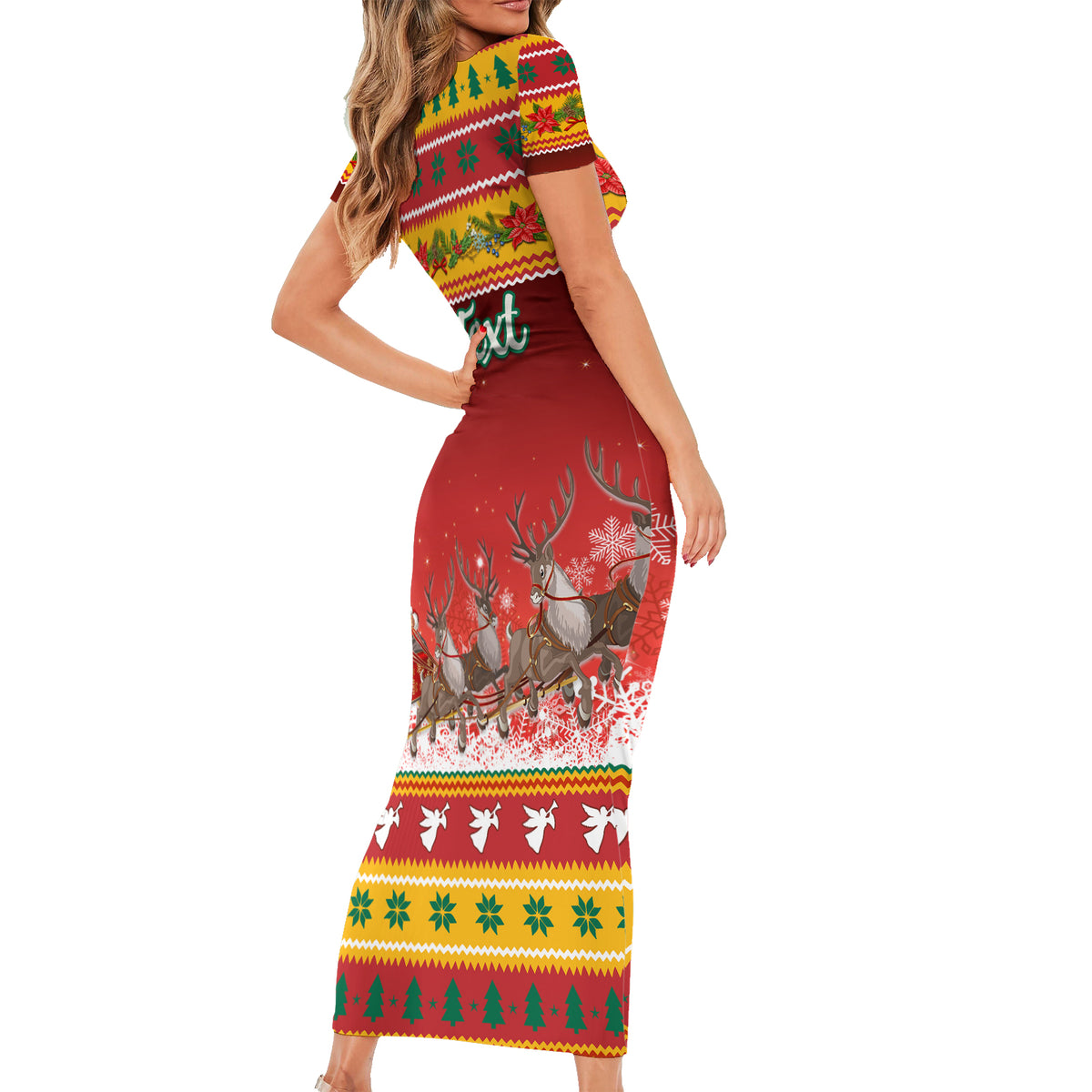 Custom Lithuania Christmas Family Matching Short Sleeve Bodycon Dress and Hawaiian Shirt Lietuva Santa Claus With Reindeer - Wonder Print Shop