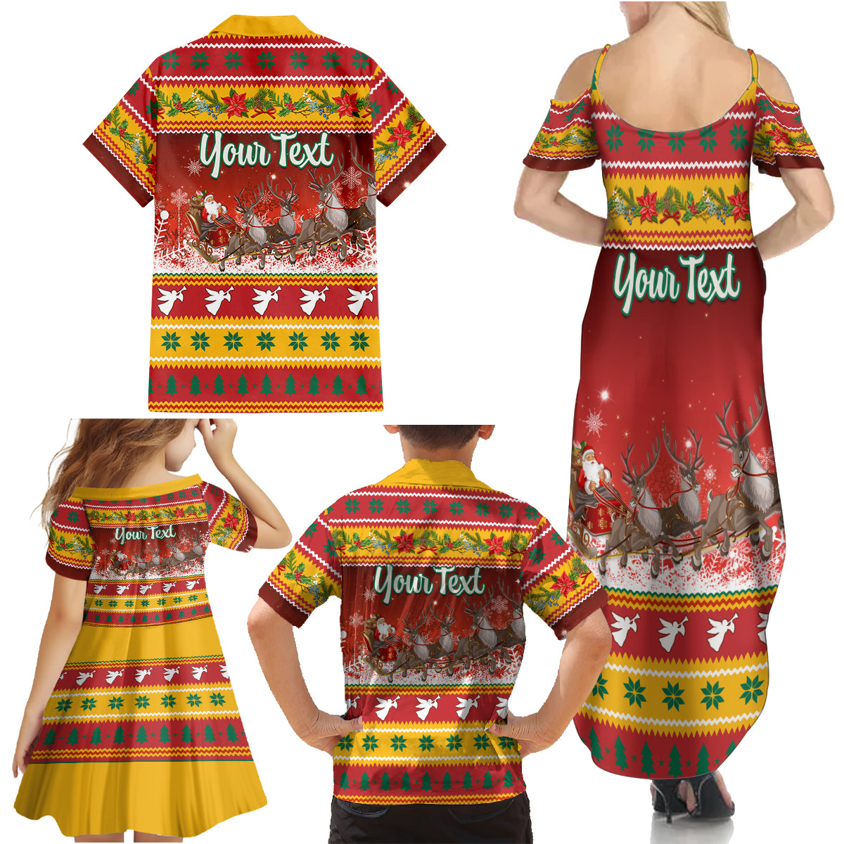 Custom Lithuania Christmas Family Matching Summer Maxi Dress and Hawaiian Shirt Lietuva Santa Claus With Reindeer - Wonder Print Shop