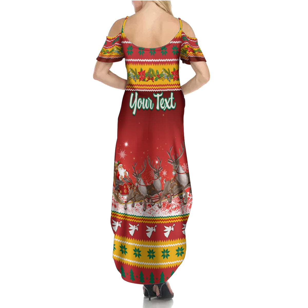 Custom Lithuania Christmas Family Matching Summer Maxi Dress and Hawaiian Shirt Lietuva Santa Claus With Reindeer - Wonder Print Shop