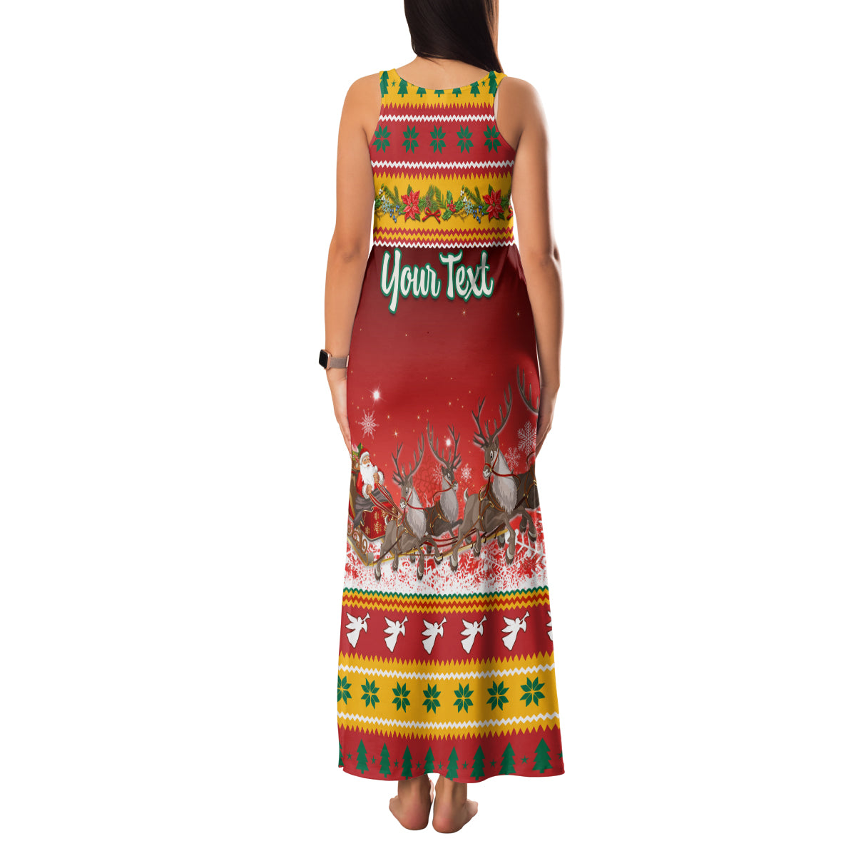 Custom Lithuania Christmas Family Matching Tank Maxi Dress and Hawaiian Shirt Lietuva Santa Claus With Reindeer - Wonder Print Shop