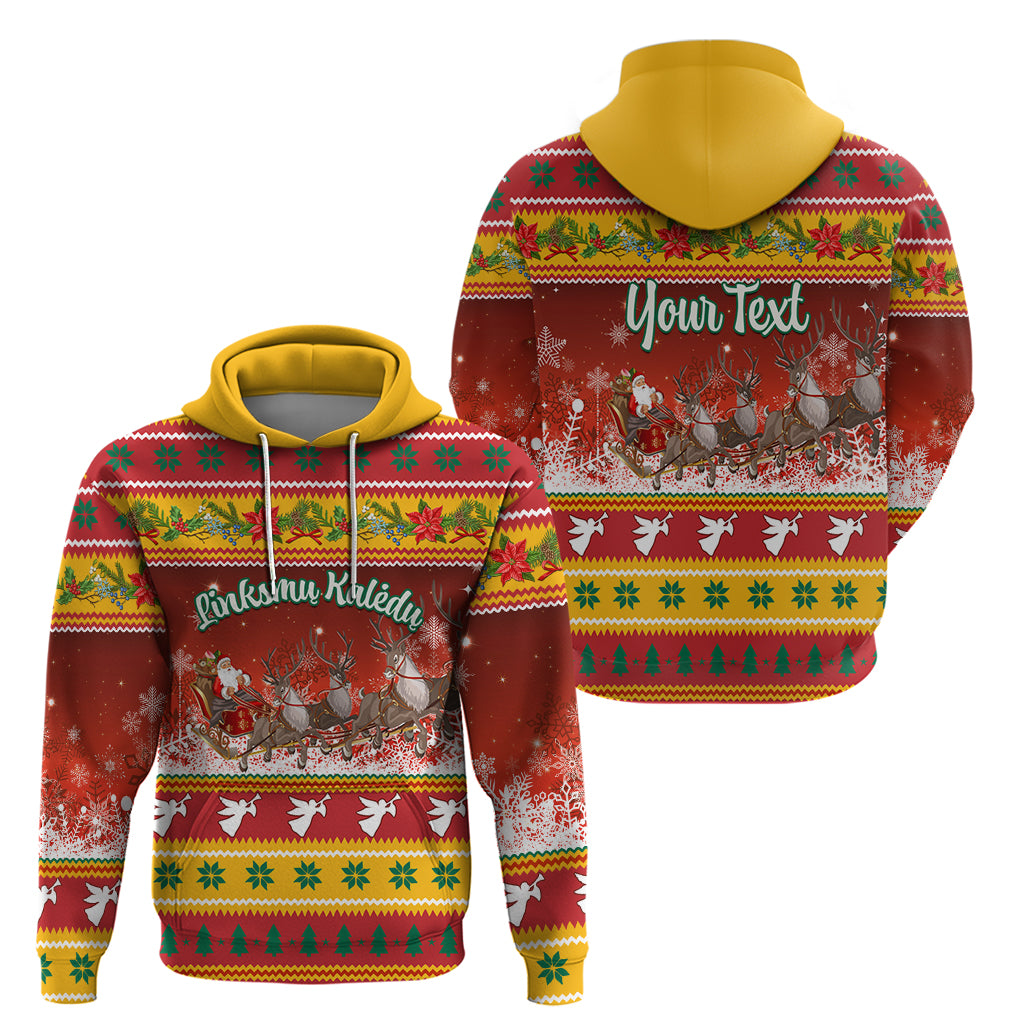 Custom Lithuania Christmas Hoodie Lietuva Santa Claus With Reindeer - Wonder Print Shop