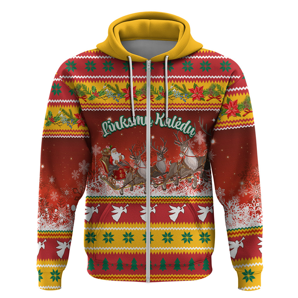 Custom Lithuania Christmas Hoodie Lietuva Santa Claus With Reindeer - Wonder Print Shop