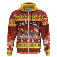 Custom Lithuania Christmas Hoodie Lietuva Santa Claus With Reindeer - Wonder Print Shop
