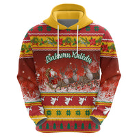 Custom Lithuania Christmas Hoodie Lietuva Santa Claus With Reindeer - Wonder Print Shop