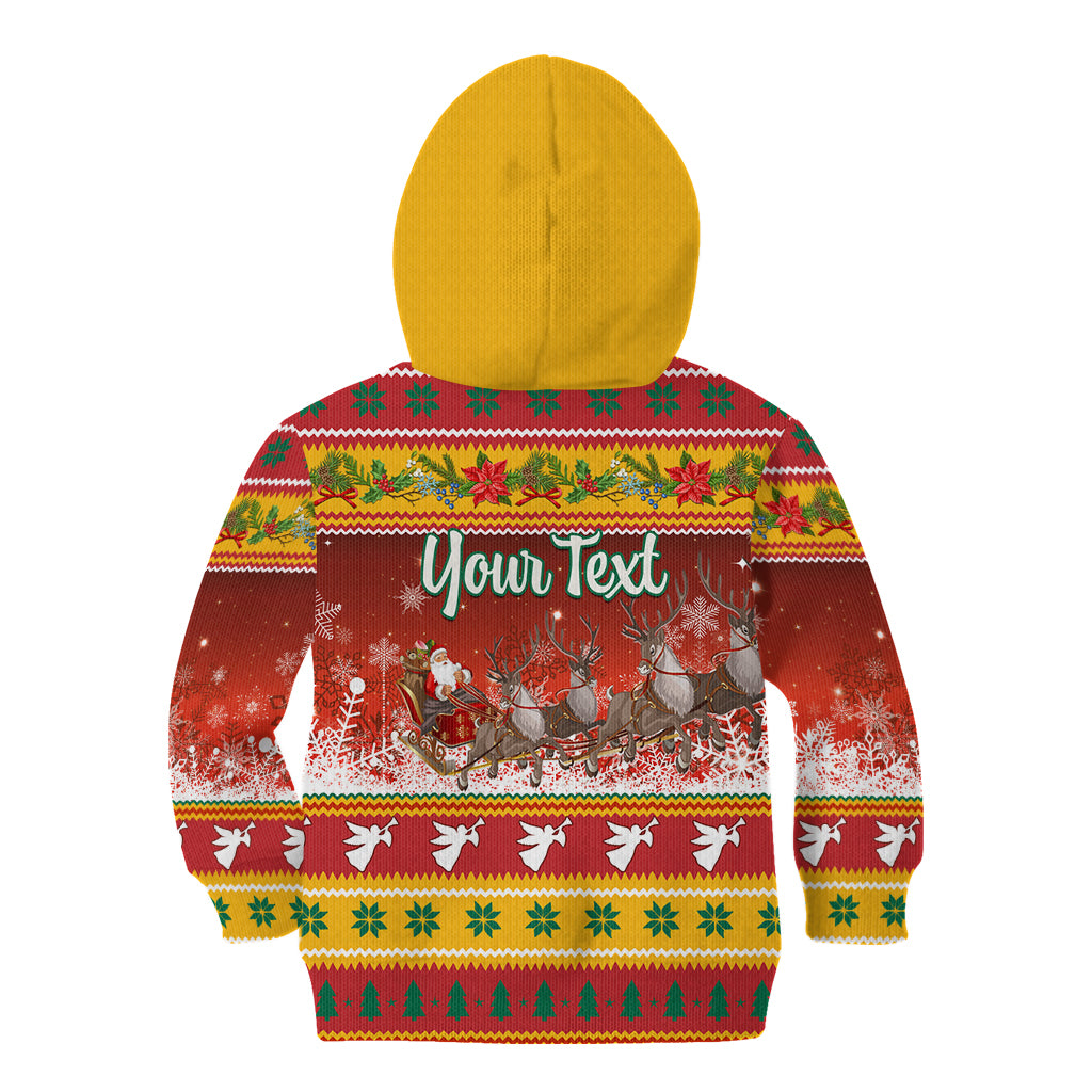 Custom Lithuania Christmas Kid Hoodie Lietuva Santa Claus With Reindeer - Wonder Print Shop