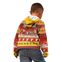 Custom Lithuania Christmas Kid Hoodie Lietuva Santa Claus With Reindeer - Wonder Print Shop
