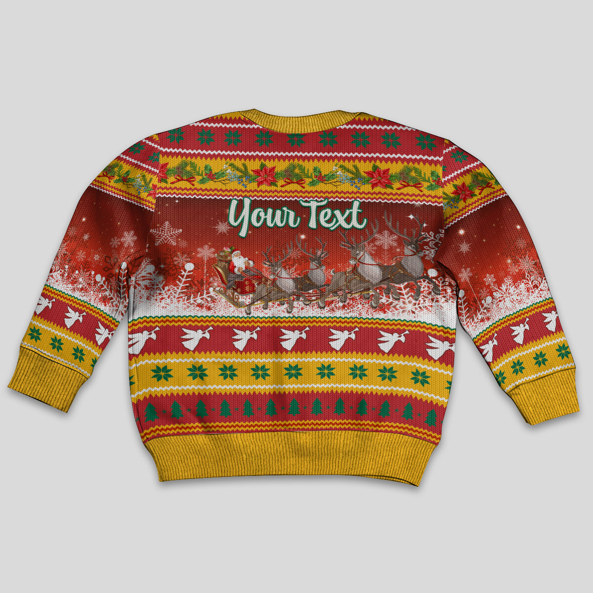 Custom Lithuania Christmas Kid Ugly Christmas Sweater Lietuva Santa Claus With Reindeer - Wonder Print Shop