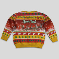 Custom Lithuania Christmas Kid Ugly Christmas Sweater Lietuva Santa Claus With Reindeer - Wonder Print Shop