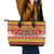 Custom Lithuania Christmas Leather Tote Bag Lietuva Santa Claus With Reindeer - Wonder Print Shop