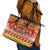 Custom Lithuania Christmas Leather Tote Bag Lietuva Santa Claus With Reindeer - Wonder Print Shop