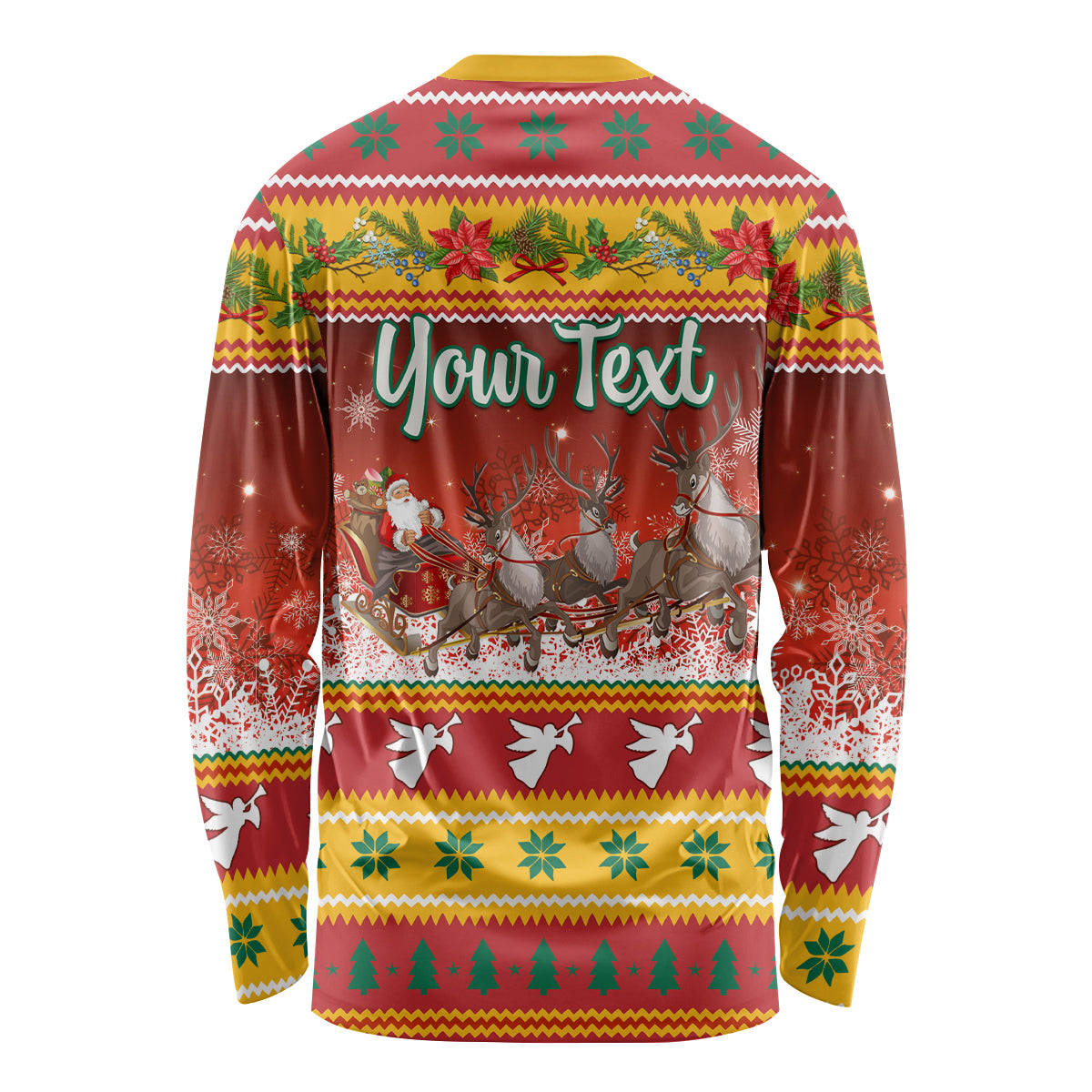 Custom Lithuania Christmas Long Sleeve Shirt Lietuva Santa Claus With Reindeer - Wonder Print Shop