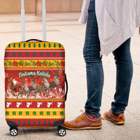 Custom Lithuania Christmas Luggage Cover Lietuva Santa Claus With Reindeer - Wonder Print Shop