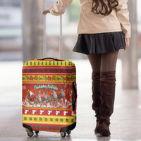 Custom Lithuania Christmas Luggage Cover Lietuva Santa Claus With Reindeer - Wonder Print Shop