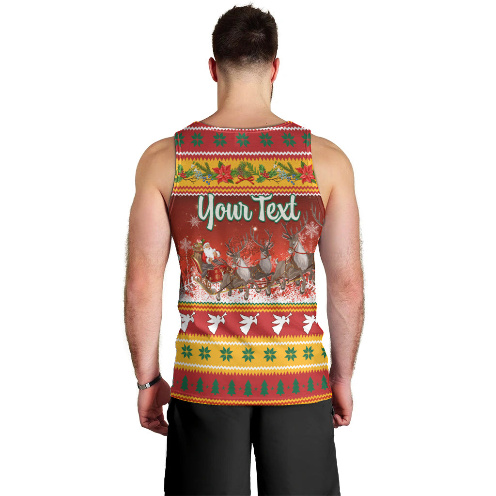 Custom Lithuania Christmas Men Tank Top Lietuva Santa Claus With Reindeer - Wonder Print Shop