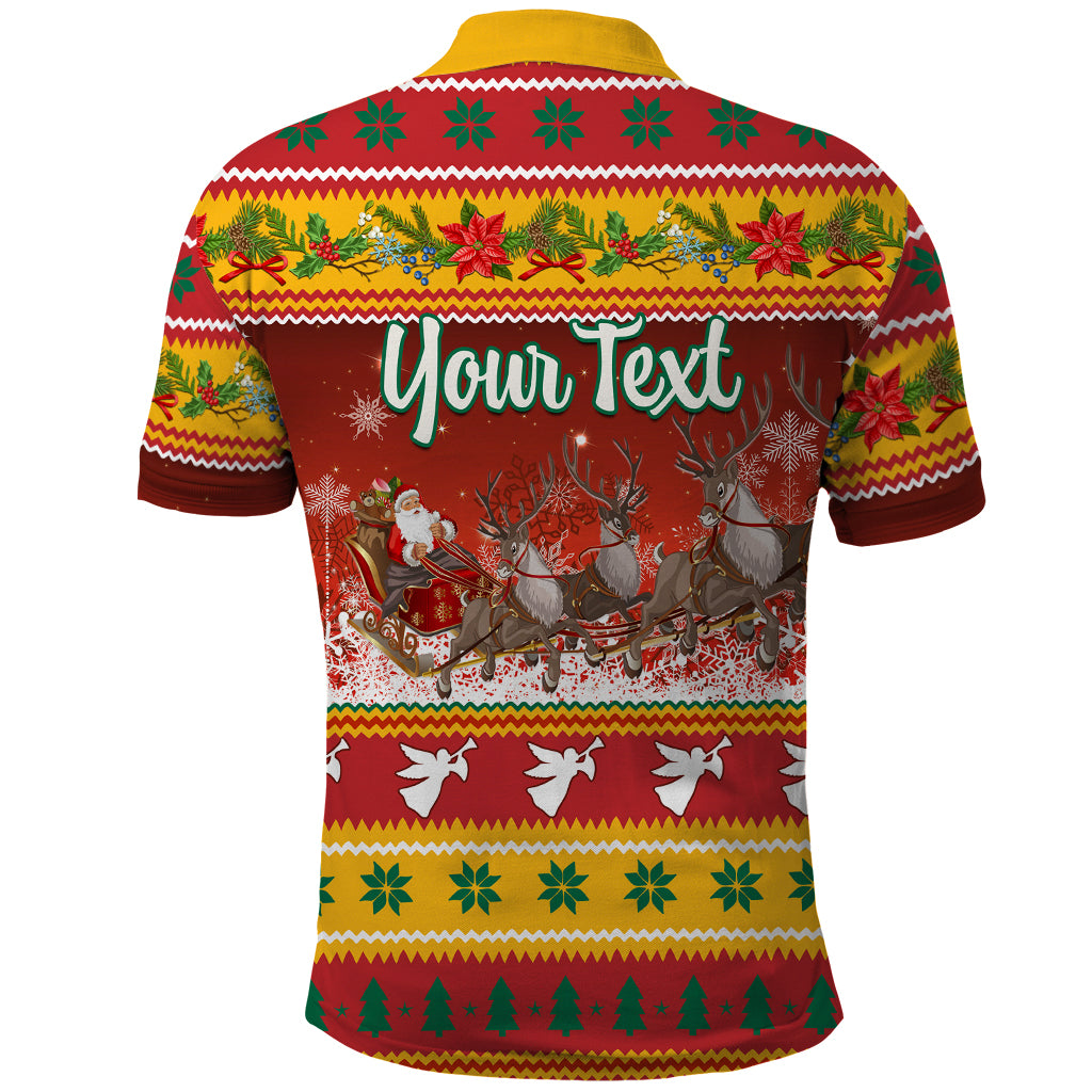 Custom Lithuania Christmas Polo Shirt Lietuva Santa Claus With Reindeer - Wonder Print Shop