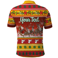Custom Lithuania Christmas Polo Shirt Lietuva Santa Claus With Reindeer - Wonder Print Shop