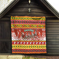 Custom Lithuania Christmas Quilt Lietuva Santa Claus With Reindeer - Wonder Print Shop