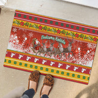 Custom Lithuania Christmas Rubber Doormat Lietuva Santa Claus With Reindeer - Wonder Print Shop