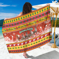 Custom Lithuania Christmas Sarong Lietuva Santa Claus With Reindeer - Wonder Print Shop