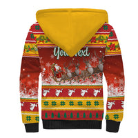 Custom Lithuania Christmas Sherpa Hoodie Lietuva Santa Claus With Reindeer - Wonder Print Shop