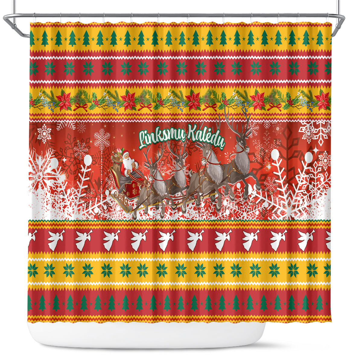 custom-lithuania-christmas-shower-curtain-lietuva-santa-claus-with-reindeer