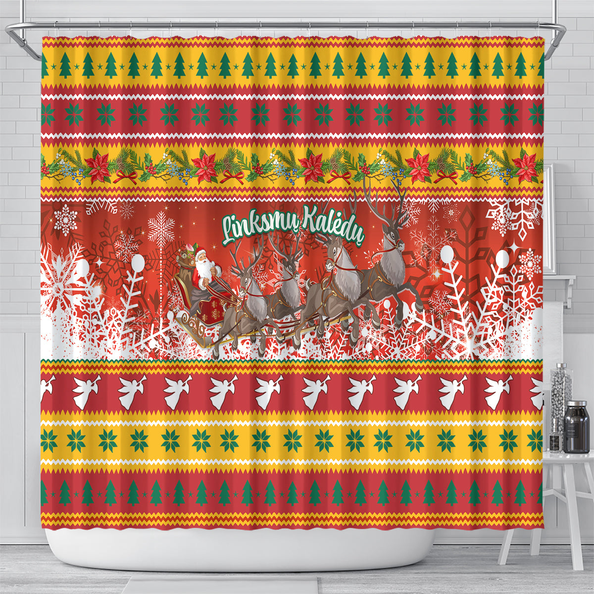 custom-lithuania-christmas-shower-curtain-lietuva-santa-claus-with-reindeer