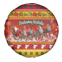 Custom Lithuania Christmas Spare Tire Cover Lietuva Santa Claus With Reindeer - Wonder Print Shop