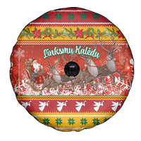Custom Lithuania Christmas Spare Tire Cover Lietuva Santa Claus With Reindeer - Wonder Print Shop