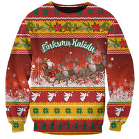 Custom Lithuania Christmas Sweatshirt Lietuva Santa Claus With Reindeer - Wonder Print Shop