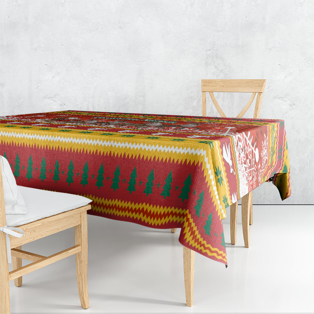 Custom Lithuania Christmas Tablecloth Lietuva Santa Claus With Reindeer - Wonder Print Shop