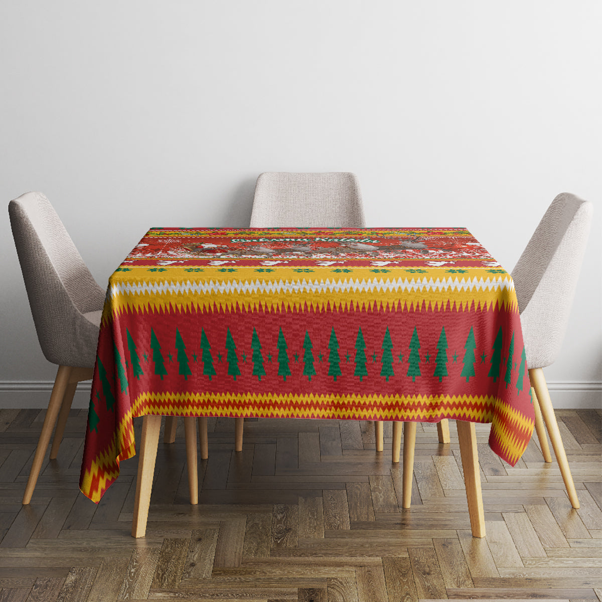 Custom Lithuania Christmas Tablecloth Lietuva Santa Claus With Reindeer - Wonder Print Shop