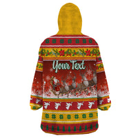 Custom Lithuania Christmas Wearable Blanket Hoodie Lietuva Santa Claus With Reindeer - Wonder Print Shop