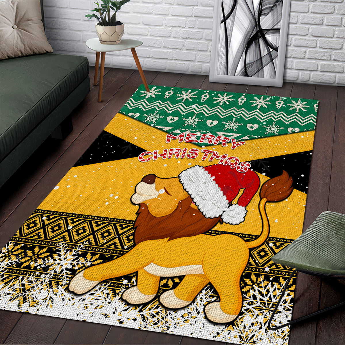 Custom Jamaica Christmas Area Rug Jumieka Santa Lion - Wonder Print Shop