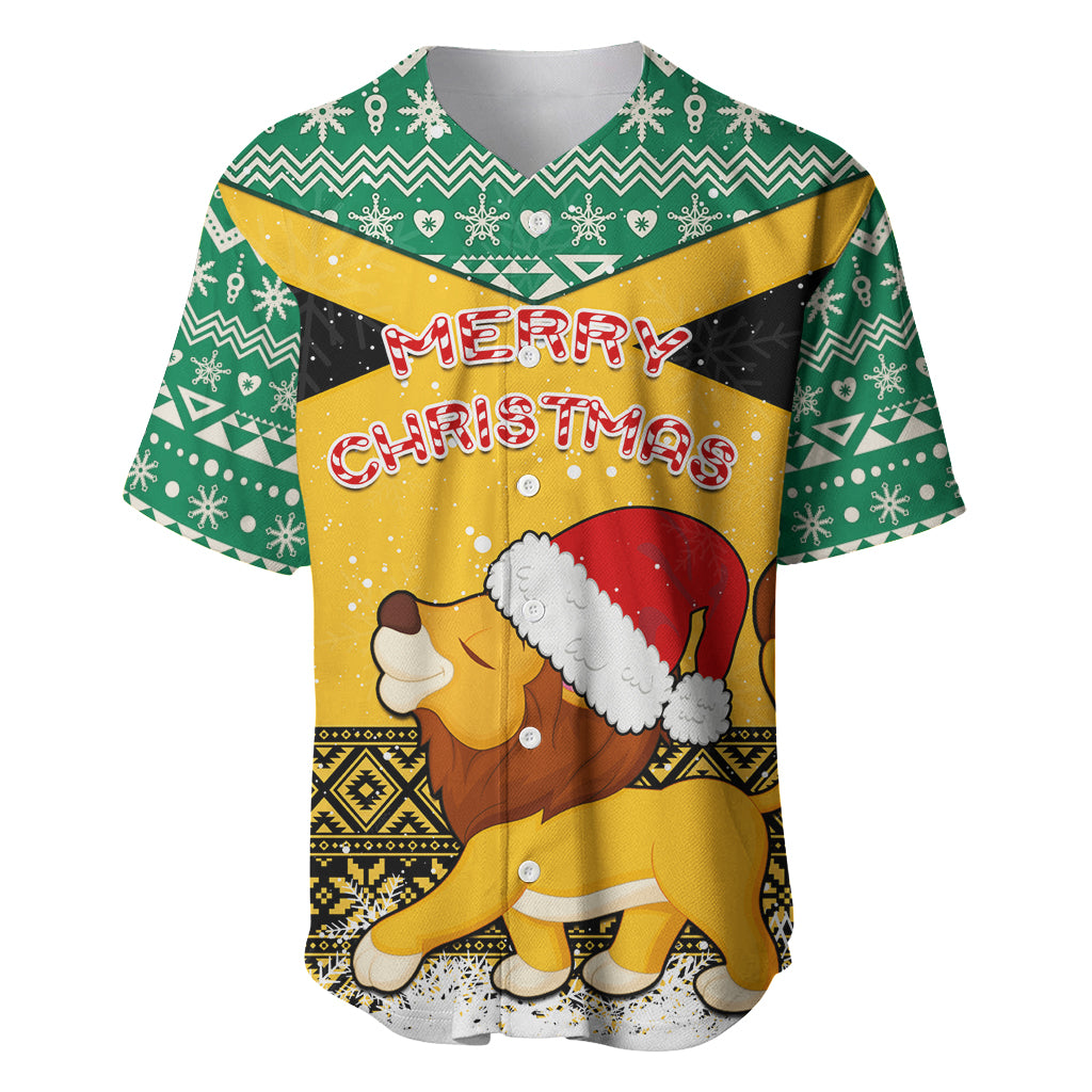 Custom Jamaica Christmas Baseball Jersey Jumieka Santa Lion - Wonder Print Shop